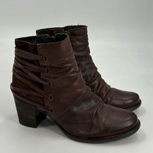 Miz Mooz Mimi strappy brown leather ankle boots - size 40 Euro/9